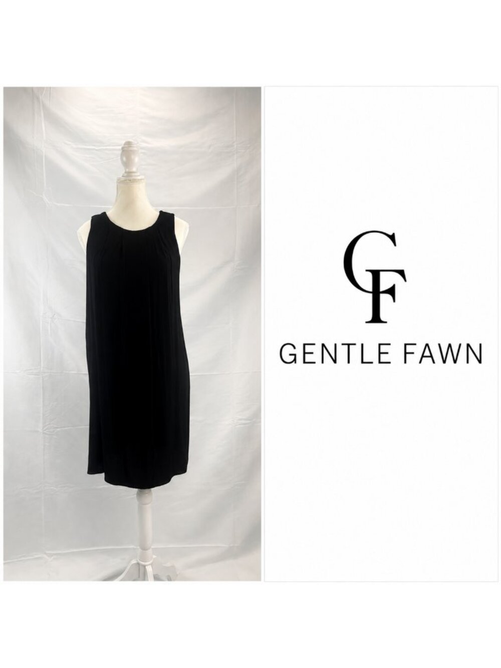 GENTLE FAWN  Black Sleeveless Shift Dress ~ Medium